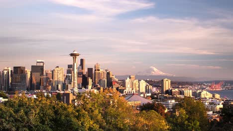 Lapso-De-Tiempo-Del-Atardecer-De-Día-A-Noche-De-Seattle