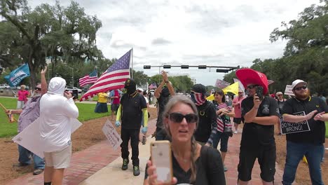 Close-up-of-the-patriots-at-a-"free-our-patriots"-rally