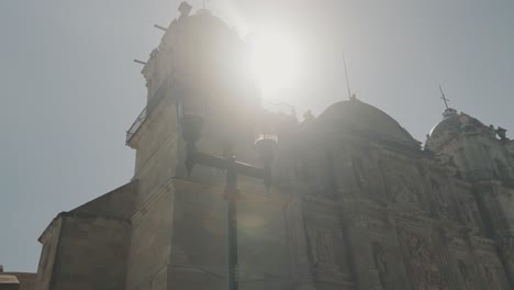 Beautiful-architecture-of-Metropolitan-Cathedral,-Oaxaca,-Mexico-during-the-morning