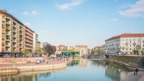 Time-lapse-of-Darsena-Naviglio-Grande-during-the-day