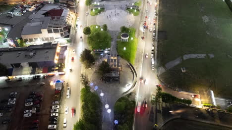 Timelpase-Ferris-wheel-of-Puebla-at-night-both-avenues-at-side