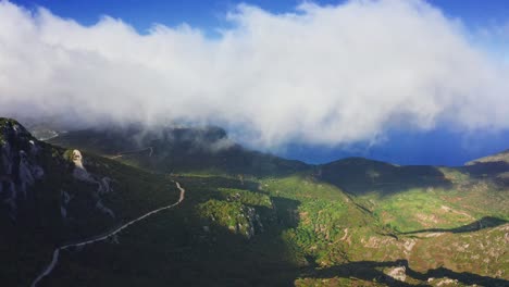 Scenic-landscape-of-mountains-and-clouds-in-mediterranean-Turkey,-Datça-peninsula,-Muğla-province