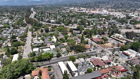 Santa-Barbara-California,-drone-flight-during-the-summer