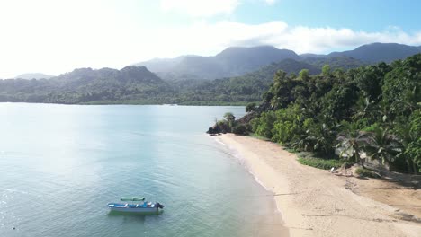 Indian-Ocean-sea-and-Mozambique-Channel-water-,-Mohéli-or-Mwali,-part-of-the-Union-of-the-Comoros,-aerial-footage-tropical-paradise