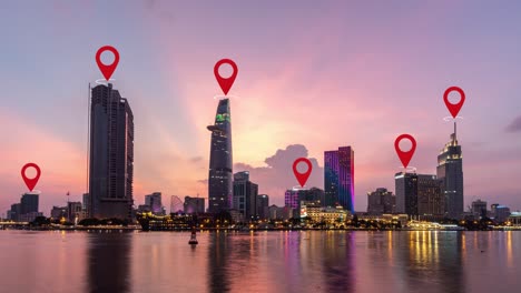 Saigon:-Zeitraffer-Von-Tag-Zu-Nacht-Mit-Symbolen-Der-Touristischen-Hotspots