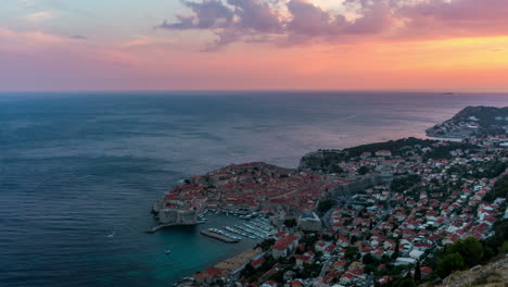 Aerial-View-Time-Lapse-of-Dubrovnik,-Croatia