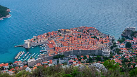 Aerial-View-Time-Lapse-of-Dubrovnik,-Croatia