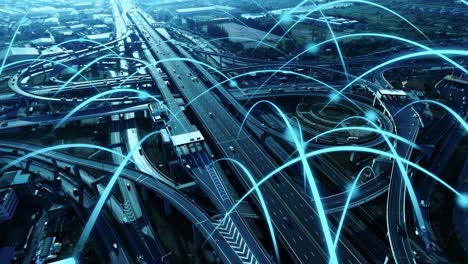 Smart-digital-city-highway-with-globalization-graphic-of-connection-network