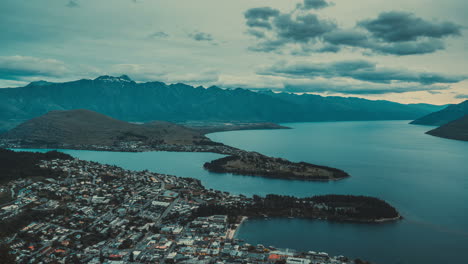 Queenstown-Y-Los-Lugares-Notables:-Lapso-De-Tiempo-Del-Atardecer-En-Tono-Vintage