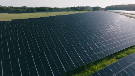 Drone-shot-of-the-biggest-solar-farm-in-Sweden-outside-Strängnäs,-Stockholm