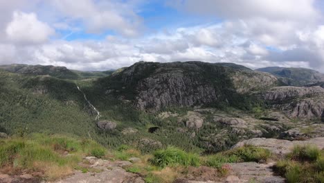 Norway-nature-panoramic-landscape-view,-Preikestolen-region-countryside