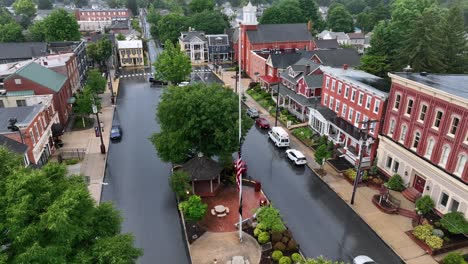 Small-american-town-during-thunderstorm-with-rain-in-USA