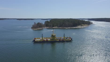 Finferries-island-car-ferry-VARTSALA-crossing-water-way-in-finnish-archipelago