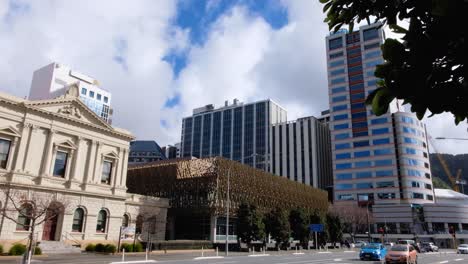 Exterior-view-of-the-Supreme-Court-Complex-of-New-Zealand-in-capital-city-of-Wellington,-NZ-Aotearoa