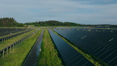 Drone-shot-of-the-biggest-solar-farm-in-Sweden-outside-Strängnäs,-Stockholm