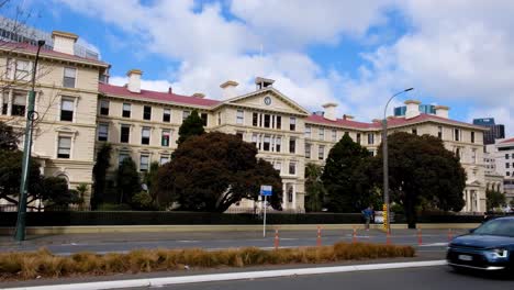 Facultad-De-Derecho-De-La-Universidad-Victoria-En-Antiguos-Edificios-Gubernamentales-En-La-Ciudad-Capital-De-Wellington,-Nueva-Zelanda-Aotearoa