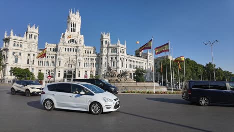 The-Cibeles-Square-in-Madrid-city,-Spain