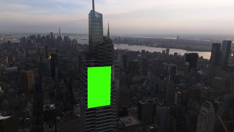 Green-screen-placeholder-on-side-of-a-skyscraper-in-New-York-city---CGI-render