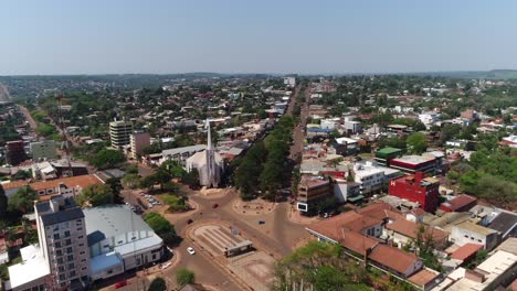 Aerial-View-Of-Downtown-Oberá-City-In-Misiones,-Argentina