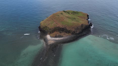 drone-rotate-around-Mohéli-or-Mwali,-part-of-the-Union-of-the-Comoros,-Indian-Ocean-waters-of-the-Mozambique-Channel-Africa-travel-destination