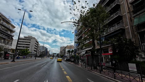 Athens,-Greece-capital-city-driving-infrastructure-road-during-the-day,-residential