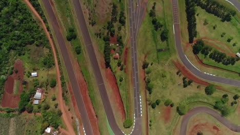 Aerial-view-with-drone-of-the-Ciudad-de-Oberá-Racetrack-in-Oberá,-Misiones,-Argentina