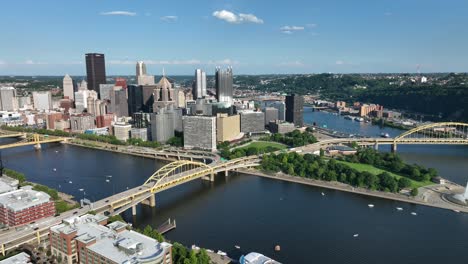 Fuente-Del-Parque-Estatal-Point-Con-El-Puente-Fort-Pitt-Sobre-La-Confluencia-De-Los-Ríos-Allegheny-Y-Monongahela