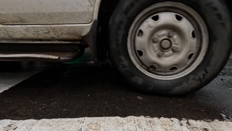 A-ground-level-shot-many-vehicles-passing-out-side-of-camera