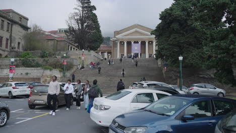 Wide-shot-of-the-college-campus-of-the-University-of-Cape-Town-in-South-Africa