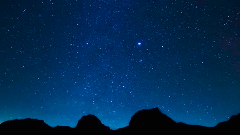 Video-displays-a-beautiful-time-lapse-starry-sky-with-mountains-as-the-silhouette-in-the-foreground