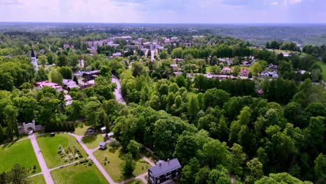 Overview-Of-Sigulda-Town-Surrounded-By-Greenery-In-Latvia