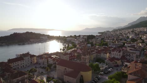 City-Streets-Of-Coastal-Town-Makarska-In-Croatia-At-Sunrise