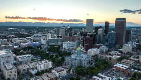 Drone-hyperlapse-toward-Colorado-State-Capitol-and-Denver-CBD-on-4th-of-July