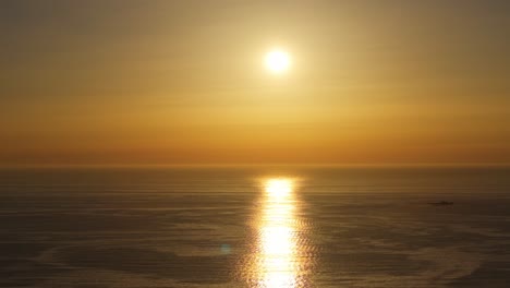 Scenery-Of-Sea-In-A-Beautiful-Sunset-In-Nigran,-Spain---Drone-Shot