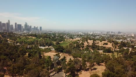 Árboles-De-Bosque-Verde-En-La-Colina-Durante-Un-Día-Soleado-En-Los-Ángeles,-California