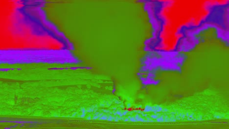 Infrared-Thermal-Imaging-Of-Smoke-From-Fire-Burning-Dilapidated-Building-In-Cheshunt,-Hertfordshire,-England