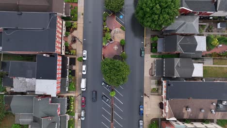 Aerial-top-down-shot-of-American-town-square