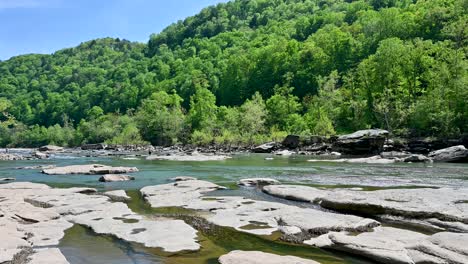 View-of-New-River-low-water-area,-West-Virginia