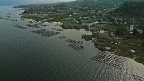 Aquatic-marine-produce,-industrial-floating-equipment,-tropical-scene