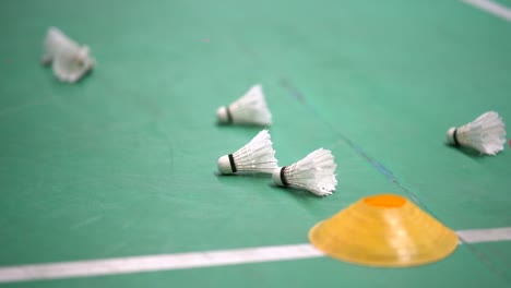 Volantes-De-Bádminton-En-El-Suelo-Mientras-Se-Practica-Deporte