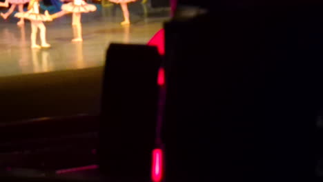 Close-up-of-stage-lighting-and-blurred-background-of-children-dancing-ballet