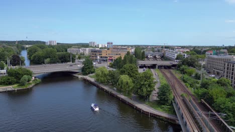 Potsdam-central-station-Traffic-hubon-river,-sunny-summer-day