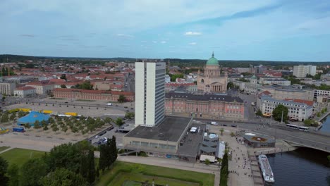 Potsdam-central-station-Traffic-hubon-river,-sunny-summer-day