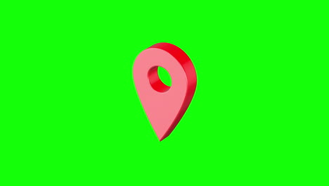 3d-Animation-of-Red-location-pin-spinning-in-Green-chroma-background