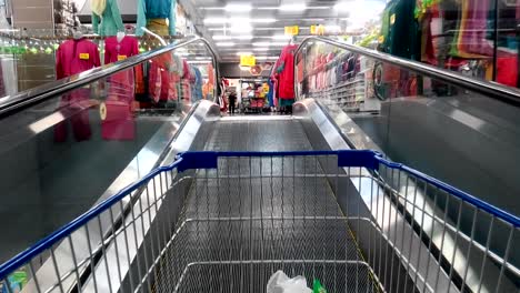 Travelator-inside-the-supermarket-is-moving-slowly-to-a-higher-level