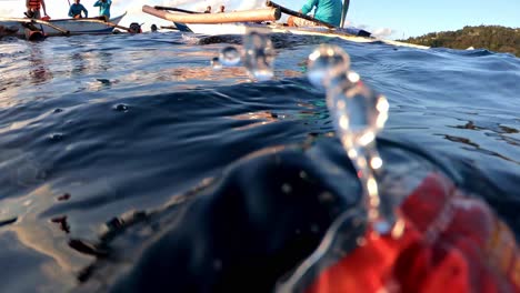 Closed-up-encounter-of-the-slow-moving,-filter-feeding,-largest-known-extant-fish-species,-the-whale-shark-at-a-famous-destination-in-Cebu,-Philippines