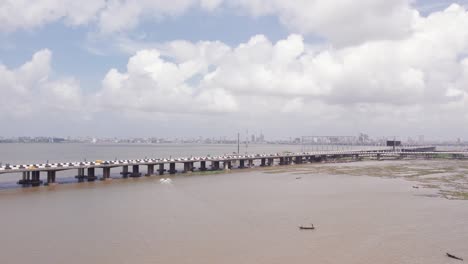 Makoko-Community,-Lagos,-Nigeria---30-June-2024:-Drone-view-of-3rd-Third-Mainland-Bridge