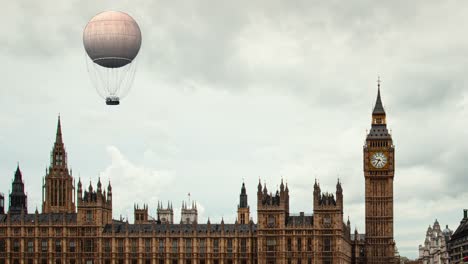 Historical-London-Skyline-with-Flying-Air-Balloon---Journey-Over-Big-Ben-and-British-Architecture