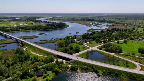 Overview-Of-Lielupe-Bridge-Over-The-River-In-Jurmala,-Latvia