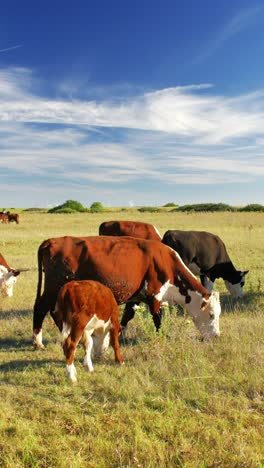 This-idyllic-rural-setting-reflects-the-simple-beauty-of-nature-and-the-quiet-harmony-of-farm-life,-where-the-cows-move-leisurely,-enjoying-their-day-in-the-sun